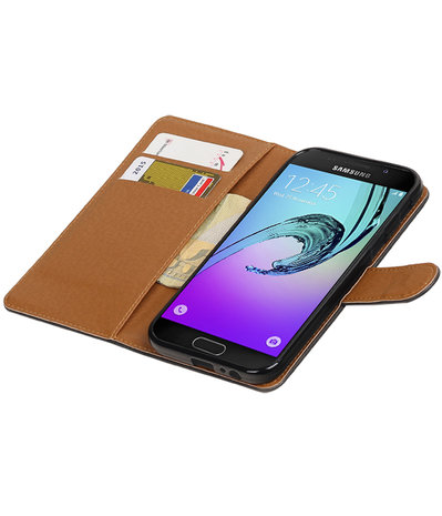 Zwart Pull-Up PU booktype wallet cover hoesje voor Samsung Galaxy A3 2017