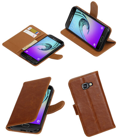 Bruin Pull-Up PU booktype wallet cover hoesje voor Samsung Galaxy A3 2017
