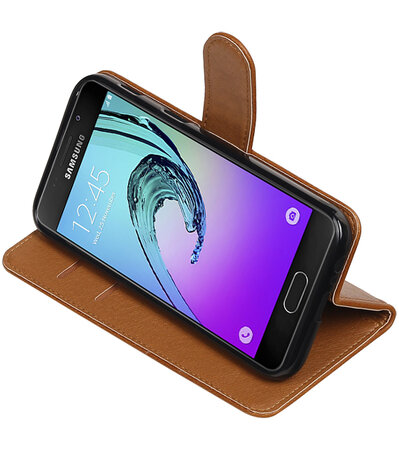 Bruin Pull-Up PU booktype wallet cover hoesje voor Samsung Galaxy A3 2017