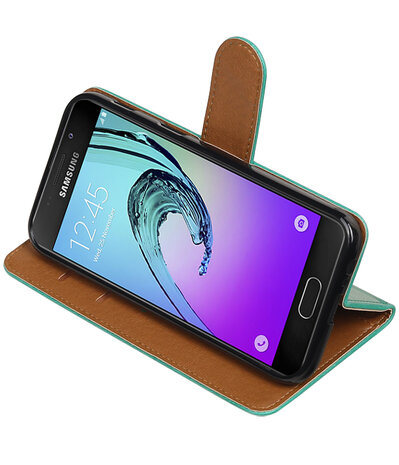 Groen Pull-Up PU booktype wallet cover hoesje voor Samsung Galaxy A3 2017