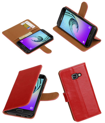 Rood Pull-Up PU booktype wallet cover hoesje voor Samsung Galaxy A3 2017