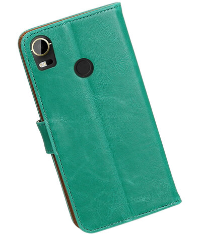 Groen Pull-Up PU booktype wallet cover hoesje voor HTC Desire 10 Pro