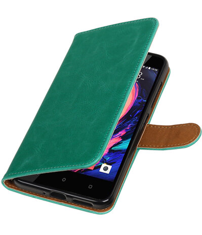 Groen Pull-Up PU booktype wallet cover hoesje voor HTC Desire 10 Pro