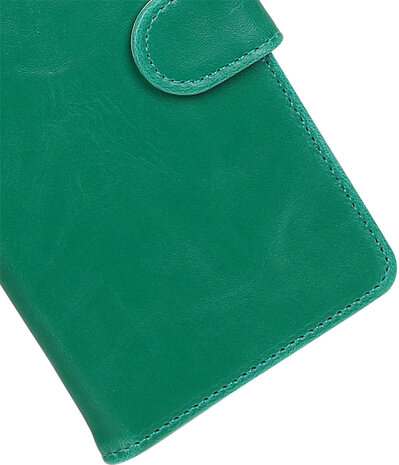 Groen Pull-Up PU booktype wallet cover hoesje voor HTC Desire 10 Pro