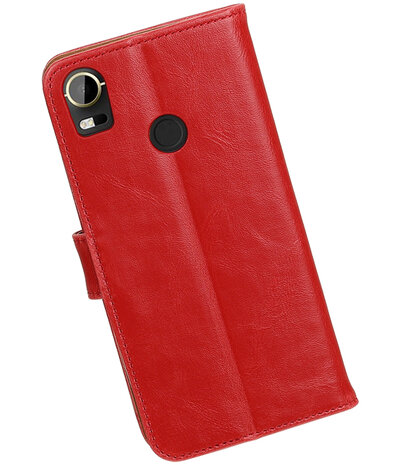 Rood Pull-Up PU booktype wallet cover hoesje voor HTC Desire 10 Pro