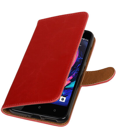 Rood Pull-Up PU booktype wallet cover hoesje voor HTC Desire 10 Pro