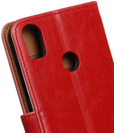 Rood Pull-Up PU booktype wallet cover hoesje voor HTC Desire 10 Pro