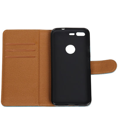 Blauw Pull-Up PU booktype wallet cover hoesje voor Google Pixel