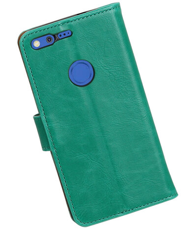 Groen Pull-Up PU booktype wallet cover hoesje voor Google Pixel