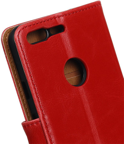 Rood Pull-Up PU booktype wallet cover hoesje voor Google Pixel