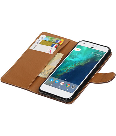 Mocca Pull-Up PU booktype wallet cover hoesje voor Google Pixel XL