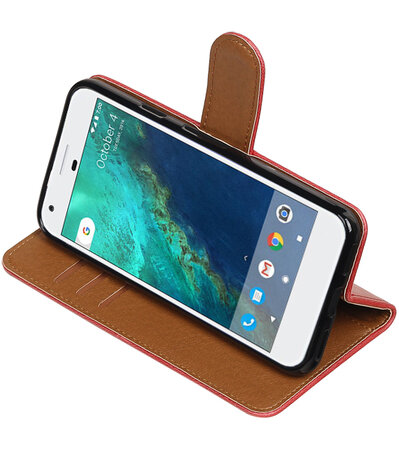 Rood Pull-Up PU booktype wallet cover hoesje voor Google Pixel XL