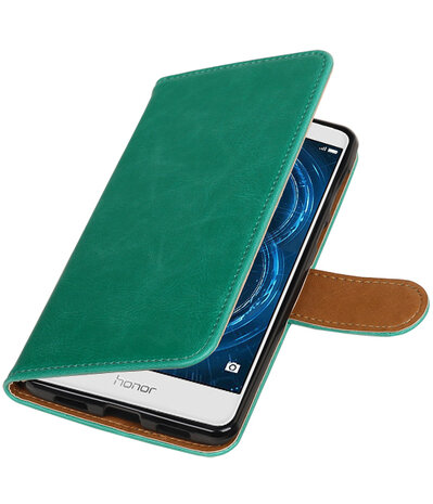 Groen Pull-Up PU booktype wallet cover hoesje voor Huawei Honor 6x 2016