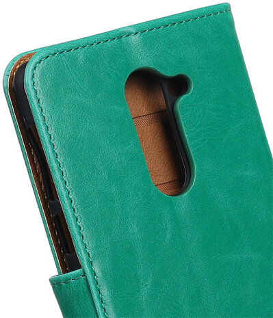 Groen Pull-Up PU booktype wallet cover hoesje voor Huawei Honor 6x 2016