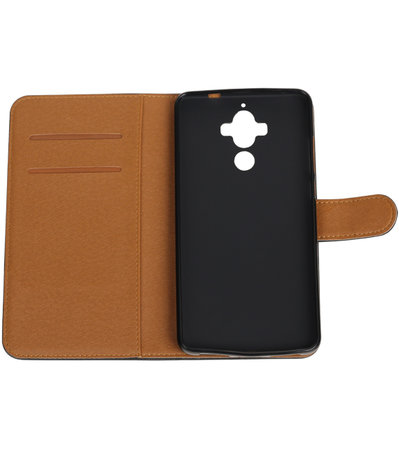 Zwart Pull-Up PU booktype wallet cover hoesje voor Huawei Mate 9