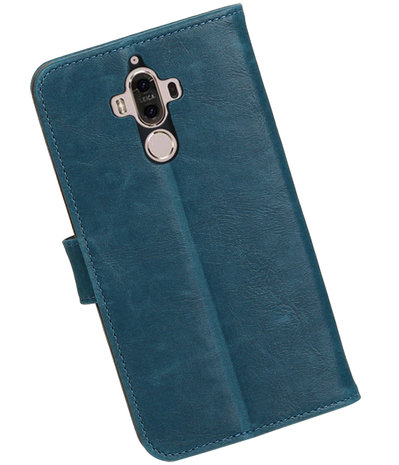 Blauw Pull-Up PU booktype wallet cover hoesje voor Huawei Mate 9