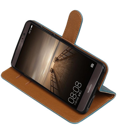 Blauw Pull-Up PU booktype wallet cover hoesje voor Huawei Mate 9