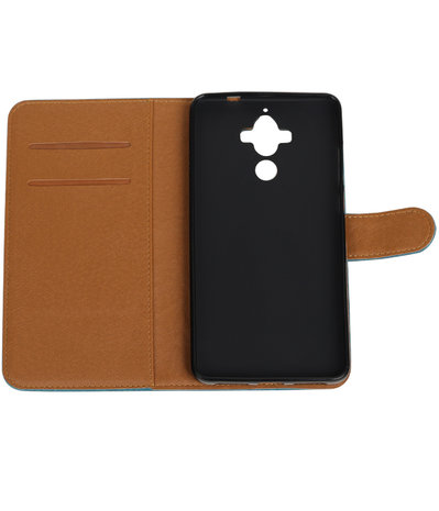 Blauw Pull-Up PU booktype wallet cover hoesje voor Huawei Mate 9