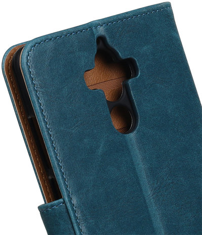 Blauw Pull-Up PU booktype wallet cover hoesje voor Huawei Mate 9