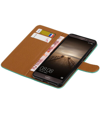 Groen Pull-Up PU booktype wallet cover hoesje voor Huawei Mate 9