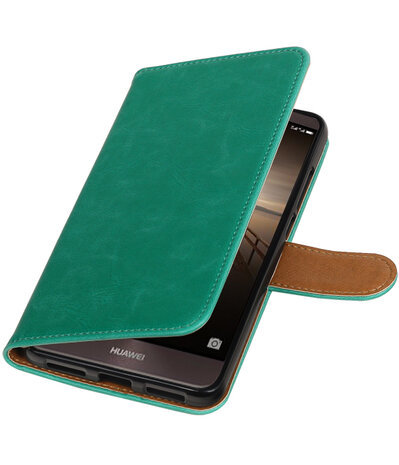 Groen Pull-Up PU booktype wallet cover hoesje voor Huawei Mate 9