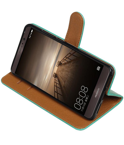 Groen Pull-Up PU booktype wallet cover hoesje voor Huawei Mate 9