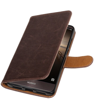 Mocca Pull-Up PU booktype wallet cover hoesje voor Huawei Mate 9