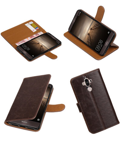 Mocca Pull-Up PU booktype wallet cover hoesje voor Huawei Mate 9