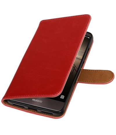 Rood Pull-Up PU booktype wallet cover hoesje voor Huawei Mate 9