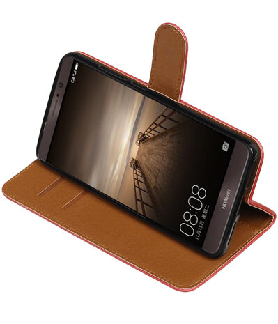 Rood Pull-Up PU booktype wallet cover hoesje voor Huawei Mate 9