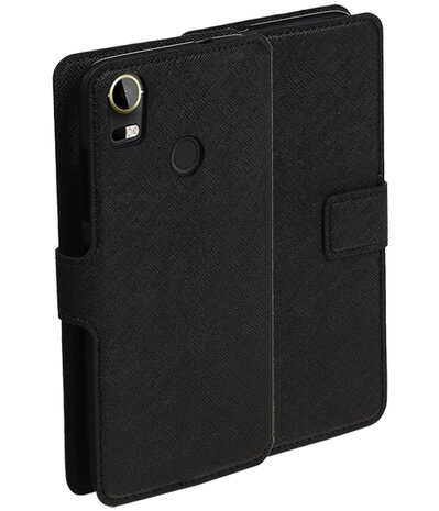 Zwart HTC Desire 10 Pro TPU wallet case booktype hoesje HM Book