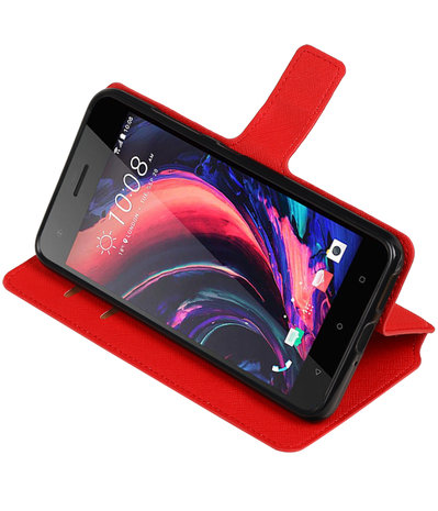 Rood HTC Desire 10 Pro TPU wallet case booktype hoesje HM Book