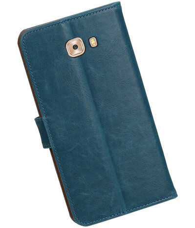 Blauw Pull-Up PU booktype wallet cover hoesje voor Samsung Galaxy C9