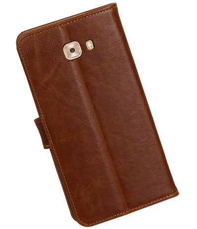 Bruin Pull-Up PU booktype wallet cover hoesje voor Samsung Galaxy C9