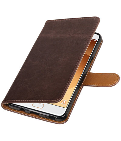 Mocca Pull-Up PU booktype wallet cover hoesje voor Samsung Galaxy C9