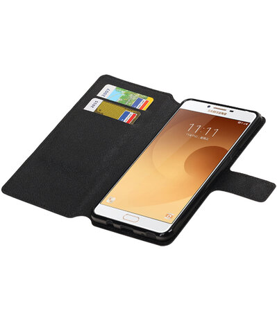 Zwart Samsung Galaxy C9 TPU wallet case booktype hoesje HM Book