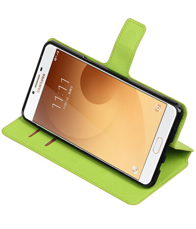 Groen Samsung Galaxy C9 TPU wallet case booktype hoesje HM Book