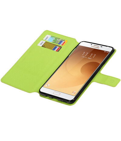 Groen Samsung Galaxy C9 TPU wallet case booktype hoesje HM Book