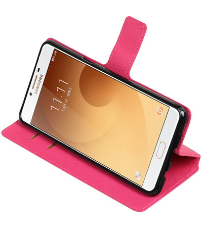 Roze Samsung Galaxy C9 TPU wallet case booktype hoesje HM Book