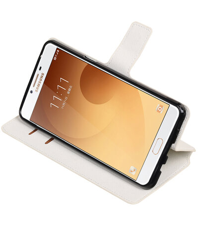 Wit Samsung Galaxy C9 TPU wallet case booktype hoesje HM Book