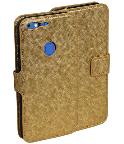 Goud Google Pixel TPU wallet case booktype hoesje HM Book