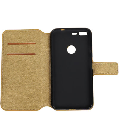 Goud Google Pixel TPU wallet case booktype hoesje HM Book