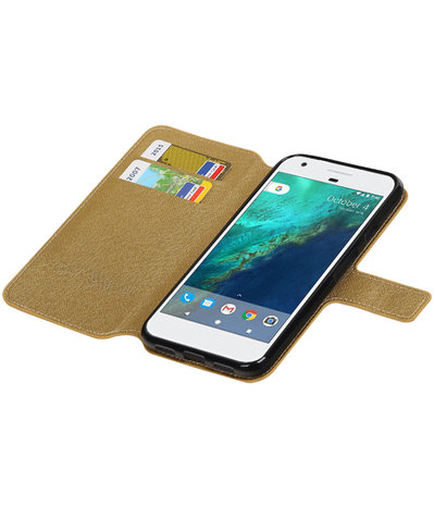 Goud Google Pixel TPU wallet case booktype hoesje HM Book