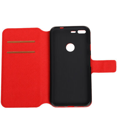 Rood Google Pixel TPU wallet case booktype hoesje HM Book