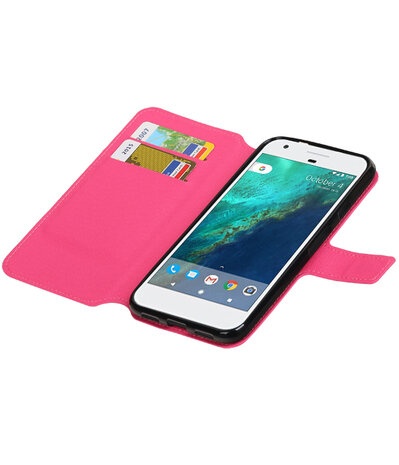 Roze Google Pixel XL TPU wallet case booktype hoesje HM Book