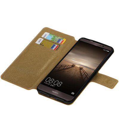 Goud Huawei Mate 9 TPU wallet case booktype hoesje HM Book