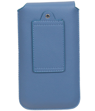 Universele Leder look insteekhoes/pouch Model 1 - Blauw M