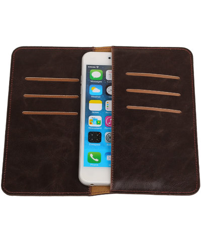 Universele Mocca Pull-up Large Pu portemonnee wallet hoesje