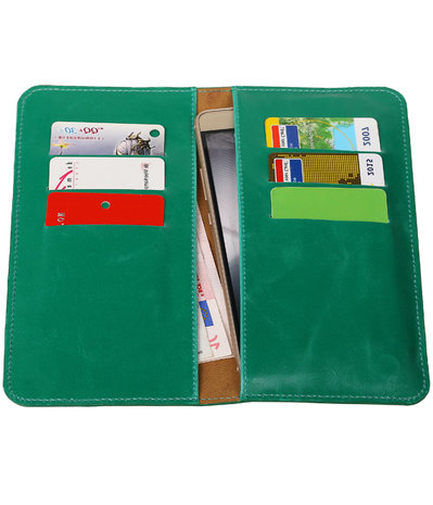 Universele Groen Pull-up Large Pu portemonnee wallet hoesje