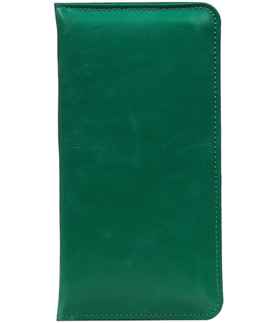 Universele Groen Pull-up Large Pu portemonnee wallet hoesje